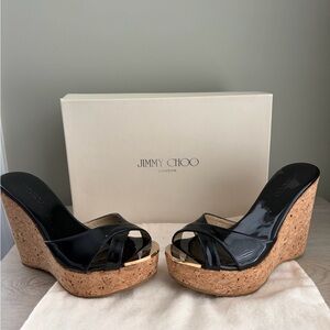 Jimmy Choo Black Patent Wedges